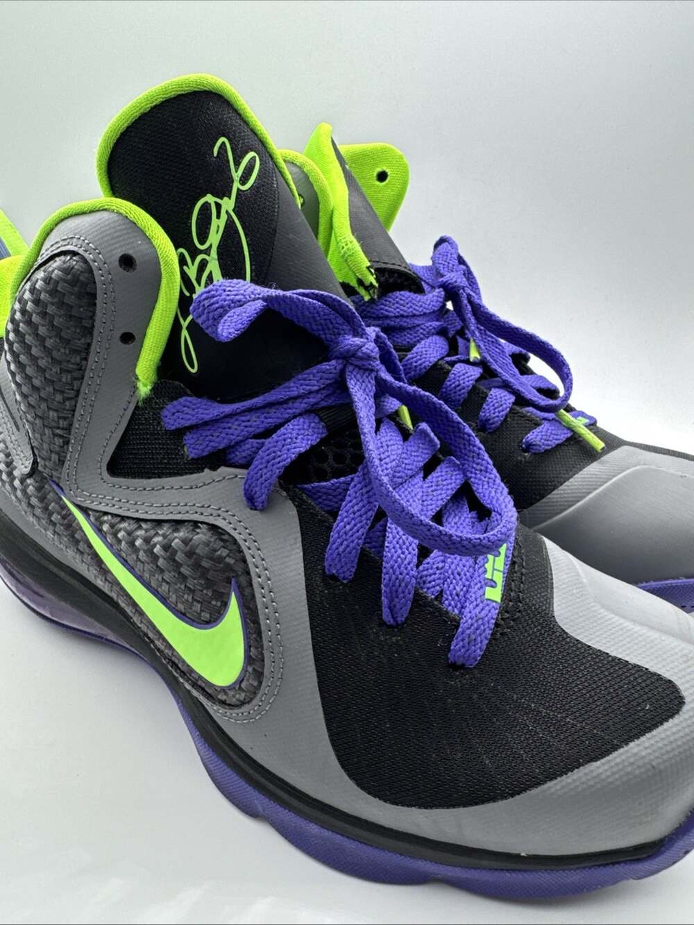 Nike Lebron 9 Black Electric Green & Purple-Youth Sz 5.5Y Rare Clean OG Box